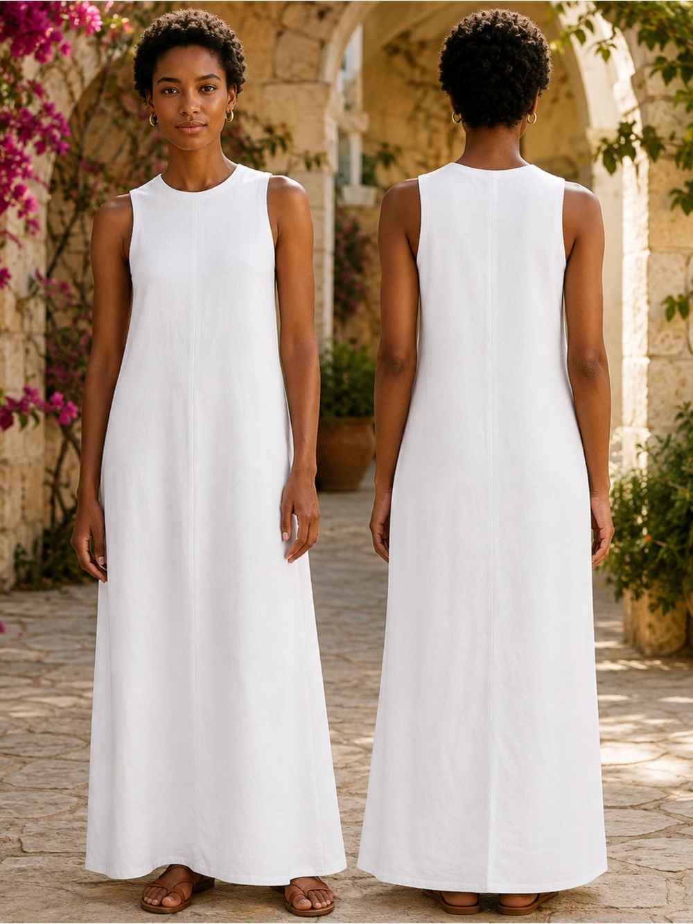 Magaschoni White Sleeveless Maxi Dress